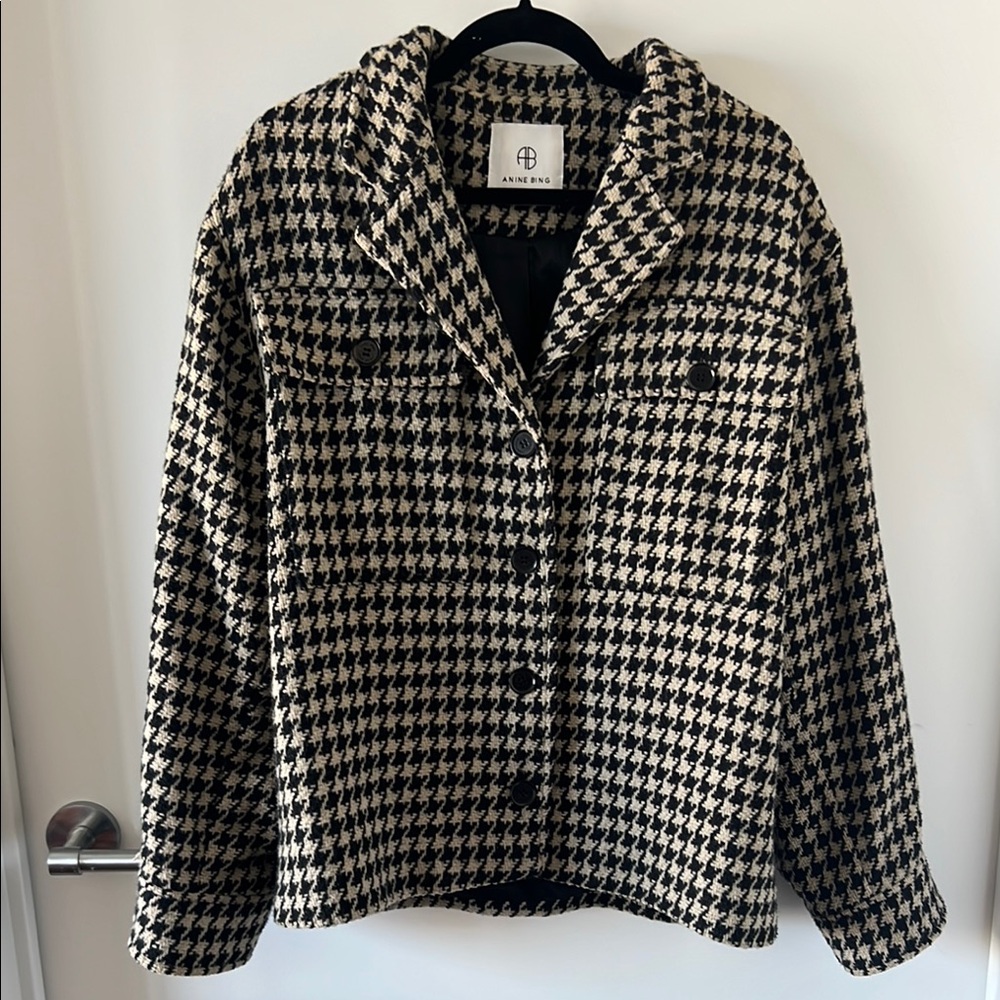 Anine Bing Tan and Black Blazer Classic Houndstooth
